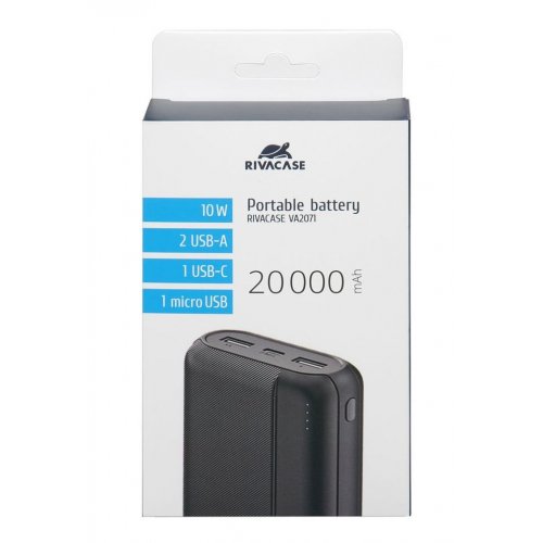 Купити Powerbank Rivacase Rivapower VA2071 20000mAh 10W Black - ціна в Києві, Львові, Вінниці, Хмельницькому, Франківську, Україні | інтернет-магазин TELEMART.UA фото