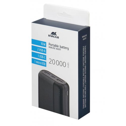 Купити Powerbank Rivacase Rivapower VA2071 20000mAh 10W Black - ціна в Києві, Львові, Вінниці, Хмельницькому, Франківську, Україні | інтернет-магазин TELEMART.UA фото