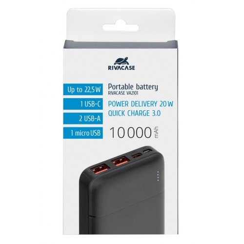 Купити Powerbank Rivacase Rivapower VA2101 10000mAh 22.5W Black - ціна в Києві, Львові, Вінниці, Хмельницькому, Франківську, Україні | інтернет-магазин TELEMART.UA фото