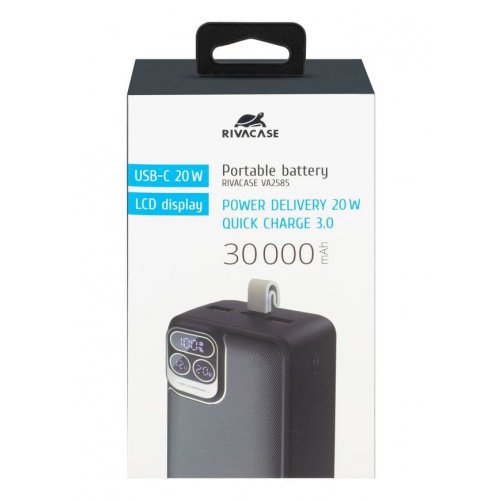 Купити Powerbank Rivacase Rivapower VA2585 30000mAh 20W Black - ціна в Києві, Львові, Вінниці, Хмельницькому, Франківську, Україні | інтернет-магазин TELEMART.UA фото