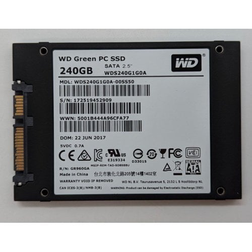 Купить Ssd-диск Western Digital Green TLC 240GB 2.5" (WDS240G1G0A) (Восстановлено продавцом, 713679) с проверкой совместимости: обзор, характеристики, цена в Киеве, Днепре, Одессе, Харькове, Украине | интернет-магазин TELEMART.UA фото