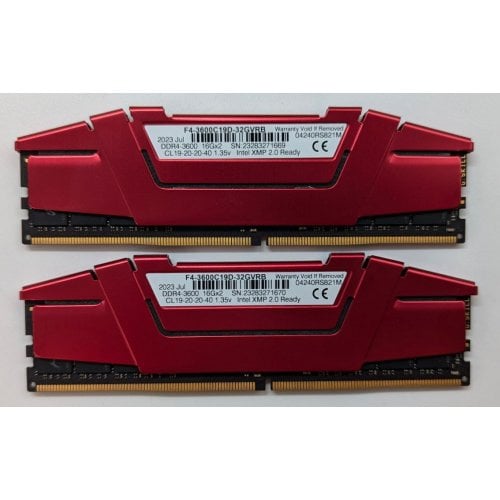 Купить Озу G.Skill DDR4 32GB (2x16GB) 3600Mhz Ripjaws V Red (F4-3600C19D-32GVRB) (Восстановлено продавцом, 713803) с проверкой совместимости: обзор, характеристики, цена в Киеве, Днепре, Одессе, Харькове, Украине | интернет-магазин TELEMART.UA фото