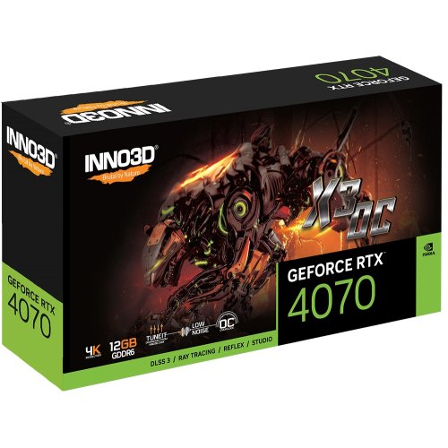 Купить Видеокарта Inno3D GeForce RTX 4070 GDDR6 X3 OC 12288MB (N40703-12D6X-179052L) с проверкой совместимости: обзор, характеристики, цена в Киеве, Днепре, Одессе, Харькове, Украине | интернет-магазин TELEMART.UA фото