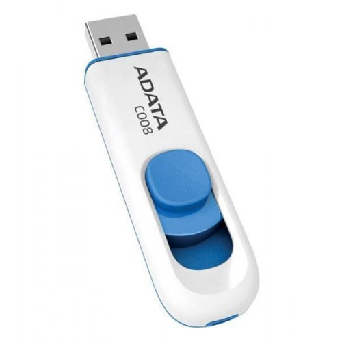 Фото Накопичувач A-Data C008 8GB USB 2.0 White/Blue (AC008-8G-RWE)