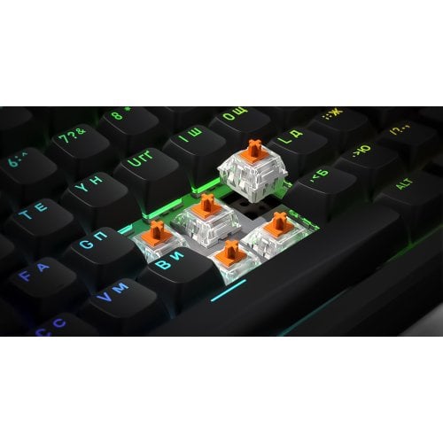 Купити Клавіатура HATOR Rockfall 3 TKL Aurum Orange Linear Rev.2.0 Wireless (HTK851UA) White - ціна в Києві, Львові, Вінниці, Хмельницькому, Франківську, Україні | інтернет-магазин TELEMART.UA фото