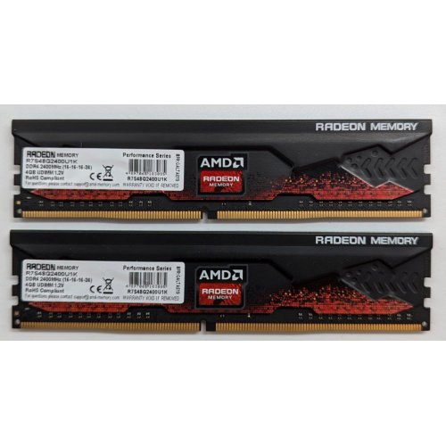 Купить Озу AMD DDR4 8GB (2x4GB) 2400Mhz Radeon R7 Performance (R7S48G2400U1K) (Восстановлено продавцом, 715762) с проверкой совместимости: обзор, характеристики, цена в Киеве, Днепре, Одессе, Харькове, Украине | интернет-магазин TELEMART.UA фото