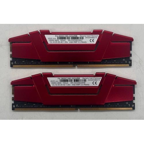 Купить Озу G.Skill DDR4 32GB (2x16GB) 3600Mhz Ripjaws V Red (F4-3600C19D-32GVRB) (Восстановлено продавцом, 715797) с проверкой совместимости: обзор, характеристики, цена в Киеве, Днепре, Одессе, Харькове, Украине | интернет-магазин TELEMART.UA фото