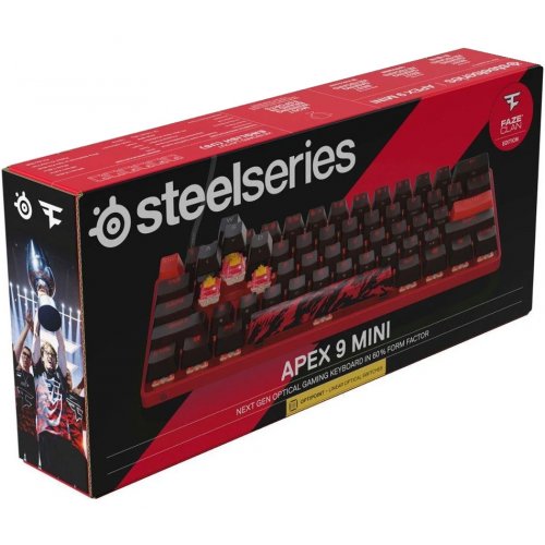 Купити Клавіатура SteelSeries Apex 9 Mini Faze Clan RGB Linear OptiPoint Optical (64853) Black - ціна в Києві, Львові, Вінниці, Хмельницькому, Франківську, Україні | інтернет-магазин TELEMART.UA фото