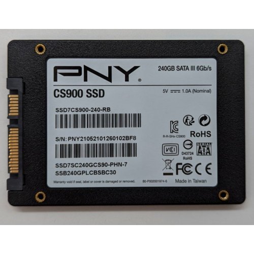 Купить Ssd-диск PNY CS900 240GB 2.5" (SSD7CS900-240-RB) (Восстановлено продавцом, 715884) с проверкой совместимости: обзор, характеристики, цена в Киеве, Днепре, Одессе, Харькове, Украине | интернет-магазин TELEMART.UA фото