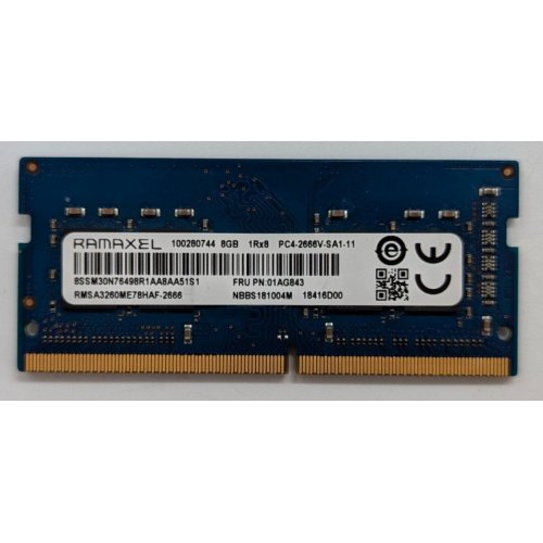 Купить Озу Ramaxel SODIMM DDR4 8GB 2666Mhz (RMSA3260ME78HAF-2666) (Восстановлено продавцом, 716420) с проверкой совместимости: обзор, характеристики, цена в Киеве, Днепре, Одессе, Харькове, Украине | интернет-магазин TELEMART.UA фото