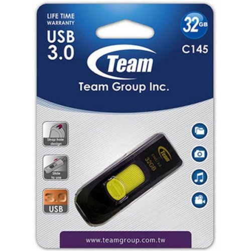 Купить Накопитель Team С145 32GB USB 3.0 Yellow (TC145332GY01) - цена в Харькове, Киеве, Днепре, Одессе
в интернет-магазине Telemart фото