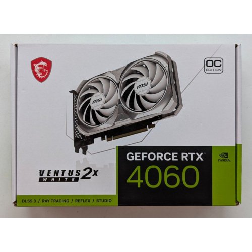 Відеокарта MSI GeForce RTX 4060 VENTUS 2X WHITE OC 8192MB (RTX 4060 VENTUS 2X WHITE 8G OC) (Відновлено продавцем, 716834) купити з перевіркою сумісності: огляд, характеристики, ціна у Києві, Львові, Вінниці, Хмельницькому, Івано-Франківську, Україні | інтернет-магазин TELEMART.UA фото