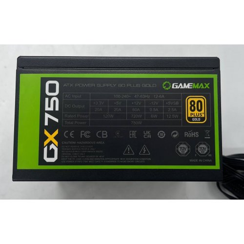 Блок живлення GAMEMAX GX-750 750W (GX-750) (Відновлено продавцем, 717285) купити з перевіркою сумісності: огляд, характеристики, ціна у Києві, Львові, Вінниці, Хмельницькому, Івано-Франківську, Україні | інтернет-магазин TELEMART.UA фото