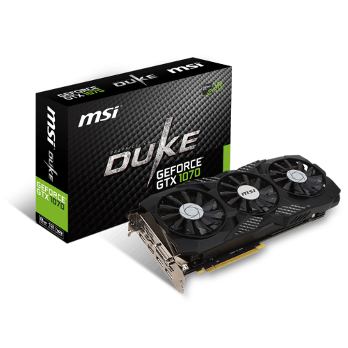 Купить Видеокарта MSI GeForce GTX 1070 DUKE 8192MB (GTX 1070 DUKE 8G) (Восстановлено продавцом, 717408) с проверкой совместимости: обзор, характеристики, цена в Киеве, Днепре, Одессе, Харькове, Украине | интернет-магазин TELEMART.UA фото