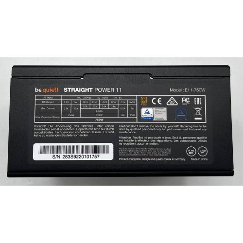 Блок живлення Be Quiet! Straight Power 11 750W (BN283) (Відновлено продавцем, 717691) купити з перевіркою сумісності: огляд, характеристики, ціна у Києві, Львові, Вінниці, Хмельницькому, Івано-Франківську, Україні | інтернет-магазин TELEMART.UA фото