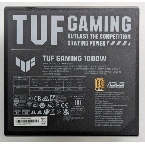 Блок живлення Asus TUF Gaming PCIE5 1000W (90YE00S1-B0NA00) (Відновлено продавцем, 717695) купити з перевіркою сумісності: огляд, характеристики, ціна у Києві, Львові, Вінниці, Хмельницькому, Івано-Франківську, Україні | інтернет-магазин TELEMART.UA фото