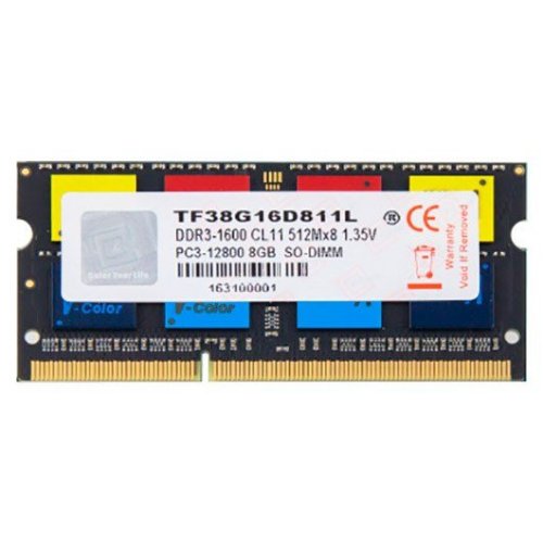 Продати ОЗП V-COLOR SODIMM DDR3 8GB 1600Mhz (TF38G16D811L) за Trade-In у інтернет-магазині Телемарт - Київ, Дніпро, Україна фото