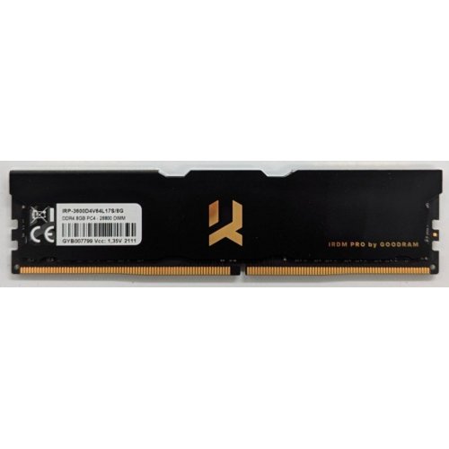 Купить Озу GoodRAM DDR4 8GB 3600Mhz Iridium Pro (IRP-3600D4V64L17S/8G) (Восстановлено продавцом, 718180) с проверкой совместимости: обзор, характеристики, цена в Киеве, Днепре, Одессе, Харькове, Украине | интернет-магазин TELEMART.UA фото