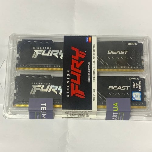 Купить Уценка озу Kingston DDR4 32GB (2x16GB) 3200Mhz FURY Beast Black (KF432C16BBK2/32) (Повреждена упаковка, 718192) с проверкой совместимости: обзор, характеристики, цена в Киеве, Днепре, Одессе, Харькове, Украине | интернет-магазин TELEMART.UA фото