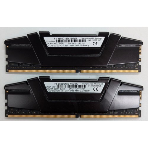 Купить Озу G.Skill DDR4 16GB (2x8GB) 3600Mhz Ripjaws V Black (F4-3600C18D-16GVK) (Восстановлено продавцом, 718422) с проверкой совместимости: обзор, характеристики, цена в Киеве, Днепре, Одессе, Харькове, Украине | интернет-магазин TELEMART.UA фото