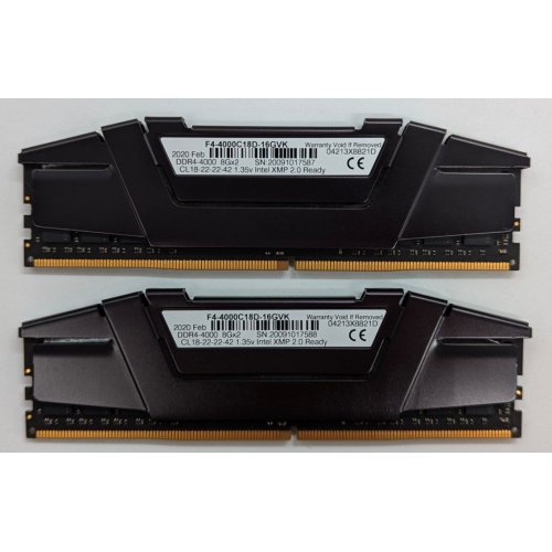 Купить Озу G.Skill DDR4 16GB (2x8GB) 4000Mhz Ripjaws V Black (F4-4000C18D-16GVK) (Восстановлено продавцом, 718847) с проверкой совместимости: обзор, характеристики, цена в Киеве, Днепре, Одессе, Харькове, Украине | интернет-магазин TELEMART.UA фото