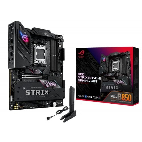 Купить Материнская плата Asus ROG STRIX B850-E GAMING WIFI (sAM5, AMD B850) с проверкой совместимости: обзор, характеристики, цена в Киеве, Днепре, Одессе, Харькове, Украине | интернет-магазин TELEMART.UA фото