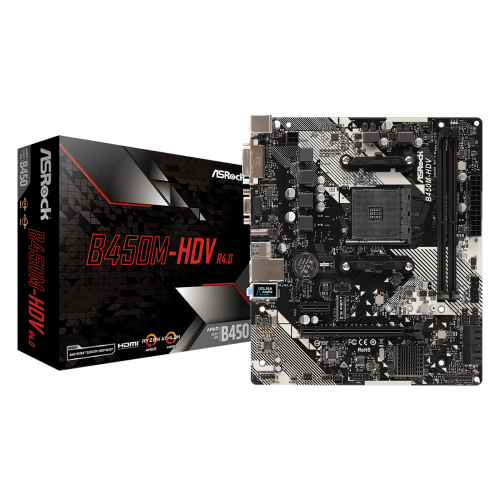 Купить Материнская плата AsRock B450M-HDV R4.0 (sAM4, AMD B450) (Восстановлено продавцом, 720250) с проверкой совместимости: обзор, характеристики, цена в Киеве, Днепре, Одессе, Харькове, Украине | интернет-магазин TELEMART.UA фото