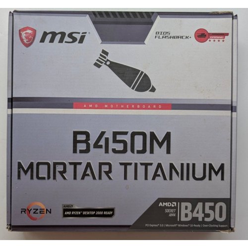 Материнська плата MSI B450M MORTAR TITANIUM (sAM4, AMD B450) (Відновлено продавцем, 720278) купити з перевіркою сумісності: огляд, характеристики, ціна у Києві, Львові, Вінниці, Хмельницькому, Івано-Франківську, Україні | інтернет-магазин TELEMART.UA фото