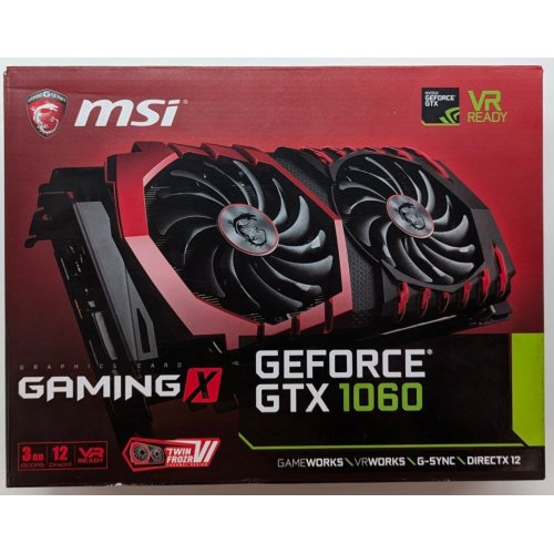 Купить Видеокарта MSI GeForce GTX 1060 Gaming X 3072MB (GTX 1060 GAMING X 3G) (Восстановлено продавцом, 720320) с проверкой совместимости: обзор, характеристики, цена в Киеве, Днепре, Одессе, Харькове, Украине | интернет-магазин TELEMART.UA фото