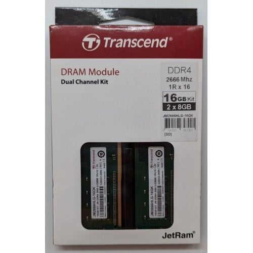 Купить Озу Transcend DDR4 16GB (2x8GB) 2666Mhz JetRam (JM2666HLG-16GK) (Восстановлено продавцом, 720330) с проверкой совместимости: обзор, характеристики, цена в Киеве, Днепре, Одессе, Харькове, Украине | интернет-магазин TELEMART.UA фото