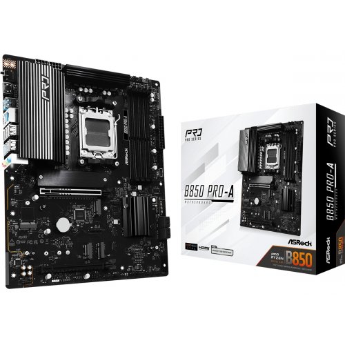 Купить Материнская плата AsRock B850 Pro-A (sAM5, AMD B850) с проверкой совместимости: обзор, характеристики, цена в Киеве, Днепре, Одессе, Харькове, Украине | интернет-магазин TELEMART.UA фото