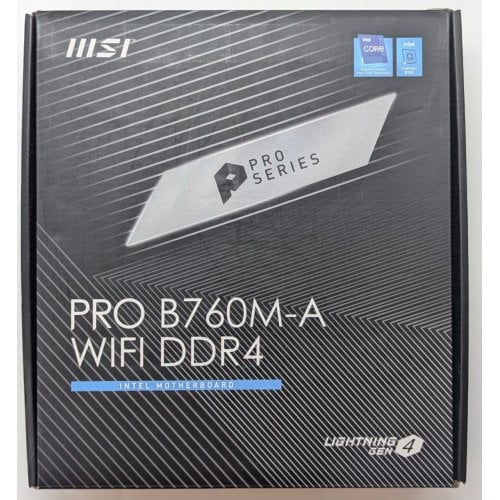 Материнська плата MSI PRO B760M-A (WIFI) DDR4 (s1700, Intel B760) (Відновлено продавцем, 721109) купити з перевіркою сумісності: огляд, характеристики, ціна у Києві, Львові, Вінниці, Хмельницькому, Івано-Франківську, Україні | інтернет-магазин TELEMART.UA фото