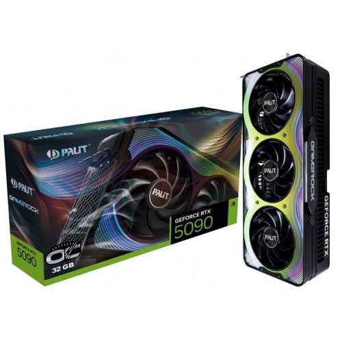 Купить Видеокарта Palit GeForce RTX 5090 GameRock OC 32768MB (NE75090S19R5-GB2020G) с проверкой совместимости: обзор, характеристики, цена в Киеве, Днепре, Одессе, Харькове, Украине | интернет-магазин TELEMART.UA фото