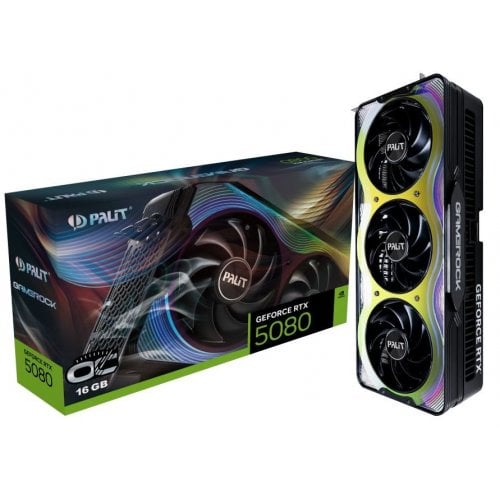 Купить Видеокарта Palit GeForce RTX 5080 GameRock OC 16384MB (NE75080T19T2-GB2030G) с проверкой совместимости: обзор, характеристики, цена в Киеве, Днепре, Одессе, Харькове, Украине | интернет-магазин TELEMART.UA фото