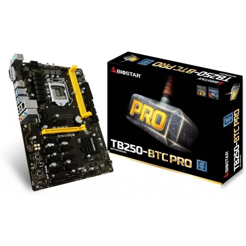 Материнська плата Biostar TB250-BTC PRO (s1151, Intel B250) (Відновлено продавцем, 721245) купити з перевіркою сумісності: огляд, характеристики, ціна у Києві, Львові, Вінниці, Хмельницькому, Івано-Франківську, Україні | інтернет-магазин TELEMART.UA фото