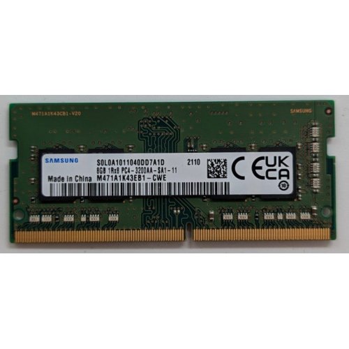 Озп Samsung SODIMM DDR4 8GB 3200Mhz (M471A1K43EB1-CWE) OEM (Відновлено продавцем, 721386) купити з перевіркою сумісності: огляд, характеристики, ціна у Києві, Львові, Вінниці, Хмельницькому, Івано-Франківську, Україні | інтернет-магазин TELEMART.UA фото