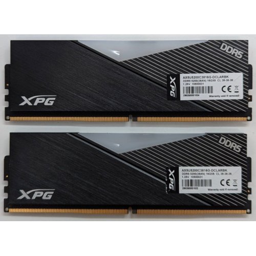 Озп ADATA DDR5 32GB (2x16GB) 5200Mhz XPG Lancer RGB (AX5U5200C3816G-DCLARBK) (Відновлено продавцем, 721403) купити з перевіркою сумісності: огляд, характеристики, ціна у Києві, Львові, Вінниці, Хмельницькому, Івано-Франківську, Україні | інтернет-магазин TELEMART.UA фото