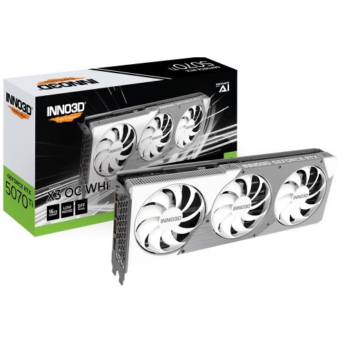 Купить Видеокарта Inno3D GeForce RTX 5070 Ti X3 OC WHITE 16384MB (N507T3-16D7X-176068W) с проверкой совместимости: обзор, характеристики, цена в Киеве, Днепре, Одессе, Харькове, Украине | интернет-магазин TELEMART.UA фото