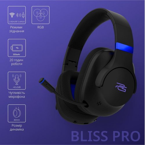 Навушники Proove Gaming Bliss Pro (GHBLP0010001) Black купити в Україні: Київ, Львів, Хмельницький, Тернопіль | Низька ціна, відгуки, характеристики від TELEMART фото