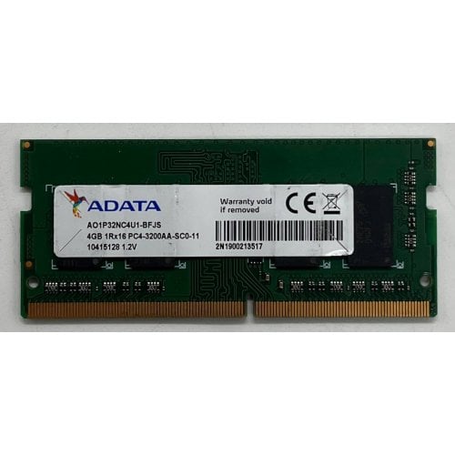 Озп ADATA SODIMM DDR4 4GB 3200MHz (AO1P32NC4U1-BFJS) (Відновлено продавцем, 722042) купити з перевіркою сумісності: огляд, характеристики, ціна у Києві, Львові, Вінниці, Хмельницькому, Івано-Франківську, Україні | інтернет-магазин TELEMART.UA фото