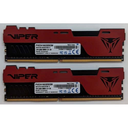 Купить Озу Patriot DDR4 16GB (2x8GB) 3200Mhz Viper Elite II (PVE2416G320C8K) (Восстановлено продавцом, 722053) с проверкой совместимости: обзор, характеристики, цена в Киеве, Днепре, Одессе, Харькове, Украине | интернет-магазин TELEMART.UA фото