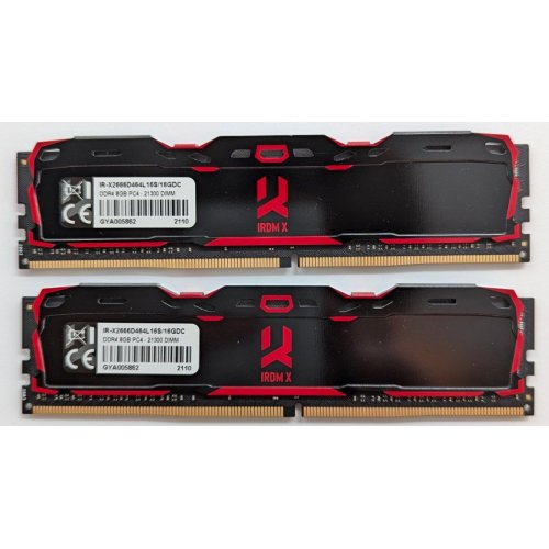 Купить Озу GoodRAM DDR4 16GB (2x8GB) 2666Mhz IRDM X Black (IR-X2666D464L16S/16GDC) (Восстановлено продавцом, 722064) с проверкой совместимости: обзор, характеристики, цена в Киеве, Днепре, Одессе, Харькове, Украине | интернет-магазин TELEMART.UA фото