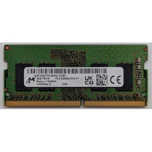 Купить Озу Crucial SODIMM DDR4 4GB 3200MHz (MTA4ATF51264HZ-3G2R1) (Восстановлено продавцом, 722346) с проверкой совместимости: обзор, характеристики, цена в Киеве, Днепре, Одессе, Харькове, Украине | интернет-магазин TELEMART.UA фото