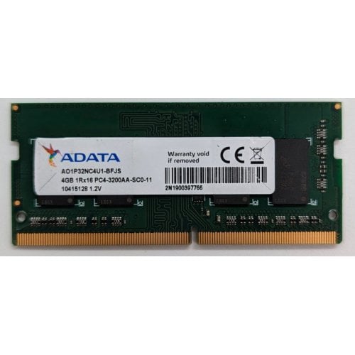 Озп ADATA SODIMM DDR4 4GB 3200MHz (AO1P32NC4U1-BFJS) (Відновлено продавцем, 722388) купити з перевіркою сумісності: огляд, характеристики, ціна у Києві, Львові, Вінниці, Хмельницькому, Івано-Франківську, Україні | інтернет-магазин TELEMART.UA фото