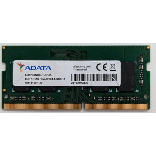 Озп ADATA SODIMM DDR4 4GB 3200MHz (AO1P32NC4U1-BFJS) (Відновлено продавцем, 722391) купити з перевіркою сумісності: огляд, характеристики, ціна у Києві, Львові, Вінниці, Хмельницькому, Івано-Франківську, Україні | інтернет-магазин TELEMART.UA фото