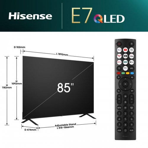 Купить Телевизор Hisense 85" 85E7NQ Black - цена в Харькове, Киеве, Днепре, Одессе
в интернет-магазине Telemart фото