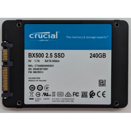 Купить Ssd-диск Crucial BX500 3D NAND 240GB 2.5" (CT240BX500SSD1) (Восстановлено продавцом, 722416) с проверкой совместимости: обзор, характеристики, цена в Киеве, Днепре, Одессе, Харькове, Украине | интернет-магазин TELEMART.UA фото