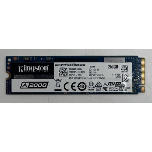 Ssd-диск Kingston A2000 3D NAND 250GB M.2 (2280 PCI-E) NVMe x4 (SA2000M8/250G) (Відновлено продавцем, 722557) купити з перевіркою сумісності: огляд, характеристики, ціна у Києві, Львові, Вінниці, Хмельницькому, Івано-Франківську, Україні | інтернет-магазин TELEMART.UA фото