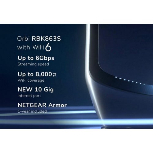 Купити Wi-Fi роутер NETGEAR Orbi Mesh WiFi System RBK863S 3-Pack (RBK863S-100EUS) - ціна в Києві, Львові, Вінниці, Хмельницькому, Франківську, Україні | інтернет-магазин TELEMART.UA фото