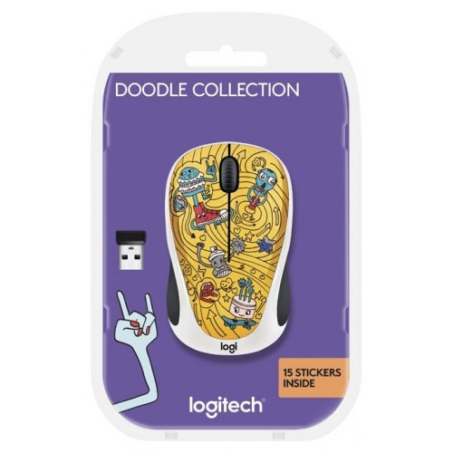 Мышка Logitech M238 Doodle Collection (910-005056) GoGo Gold купить в Украине: Киев, Днепр, Харьков, Одесса  | Низкая цена, отзывы, характеристики от TELEMART фото